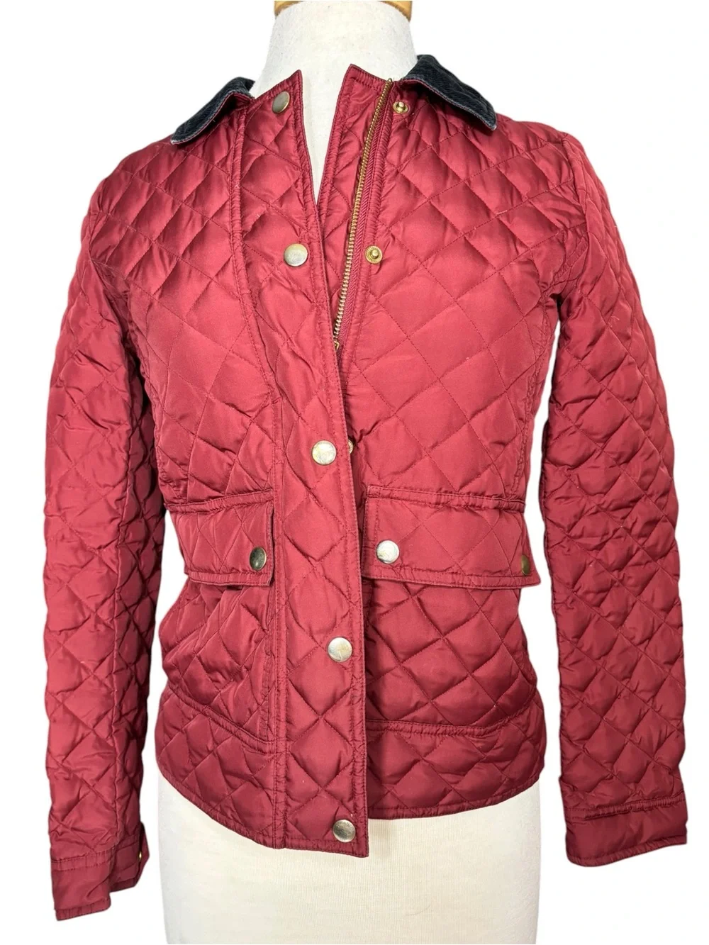 J.Crew Quilted Tack Jacket in Crimson Maple Red (Size XS)
